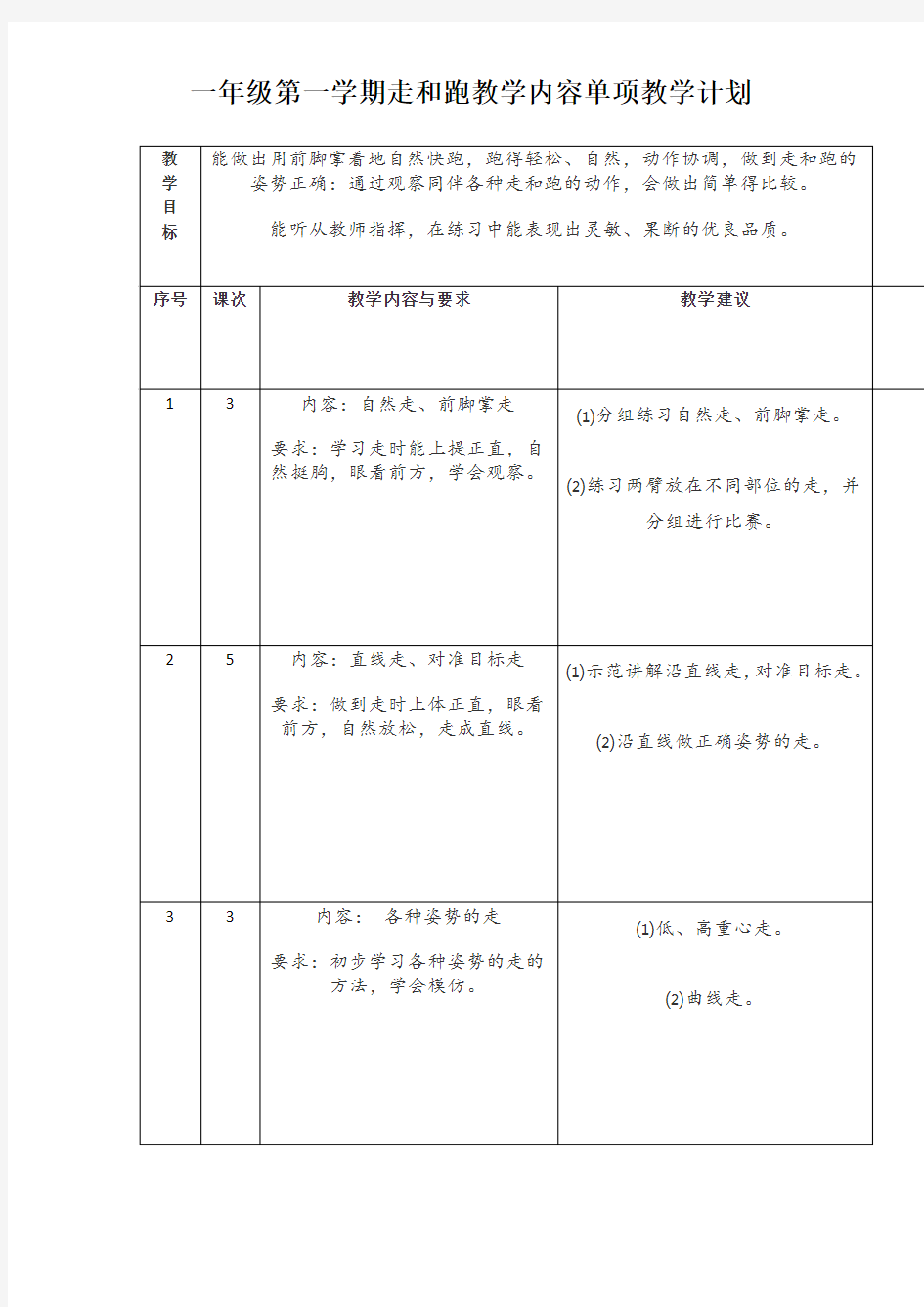 跑单元教学计划