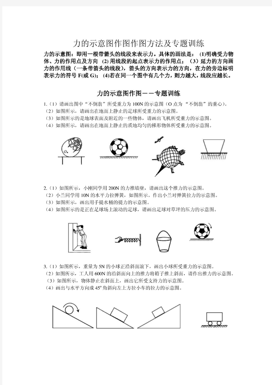 力的示意图作图作图方法及专题训练