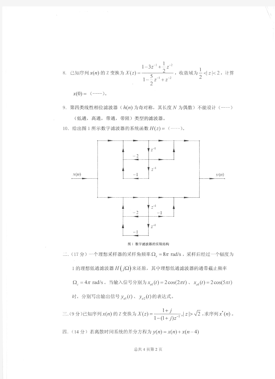 杭州电子科技大学843数字信号处理及通信原理历年考研真题2011-2015