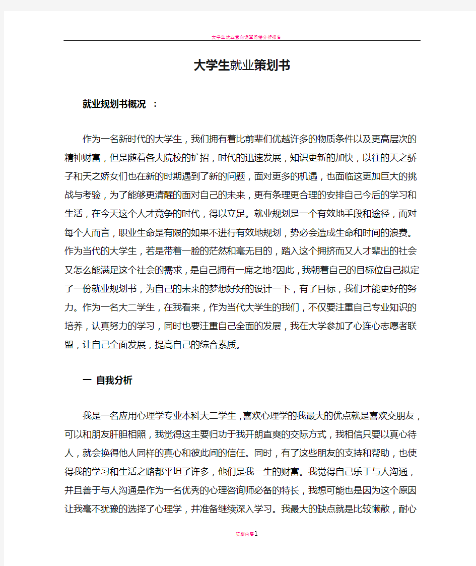 大学生就业策划书