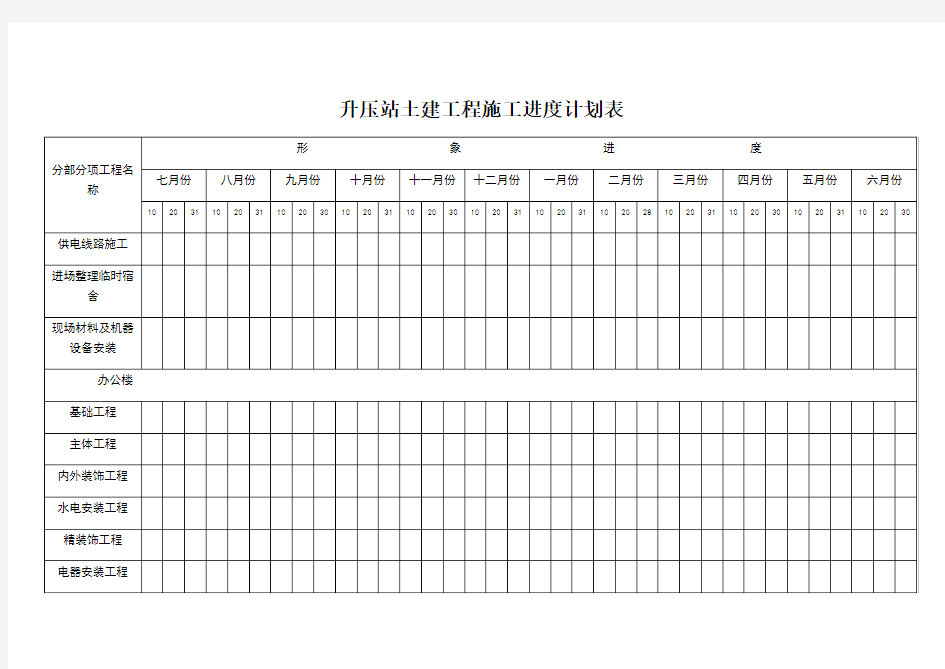 土建工程施工进度计划表