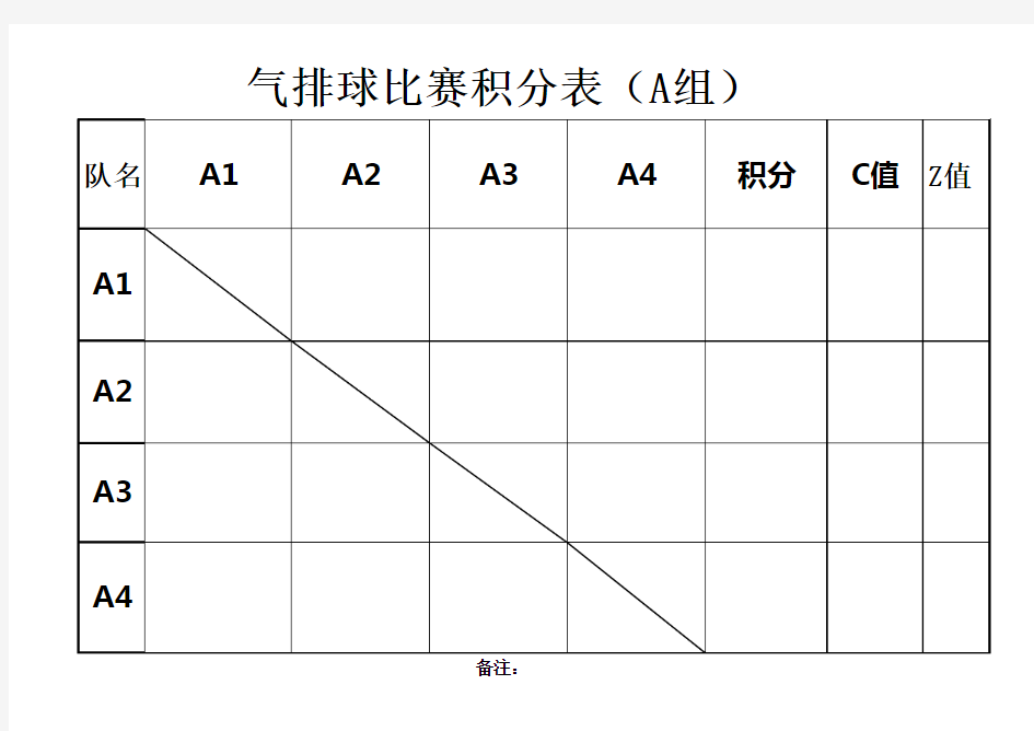 气排球比赛积分表模板