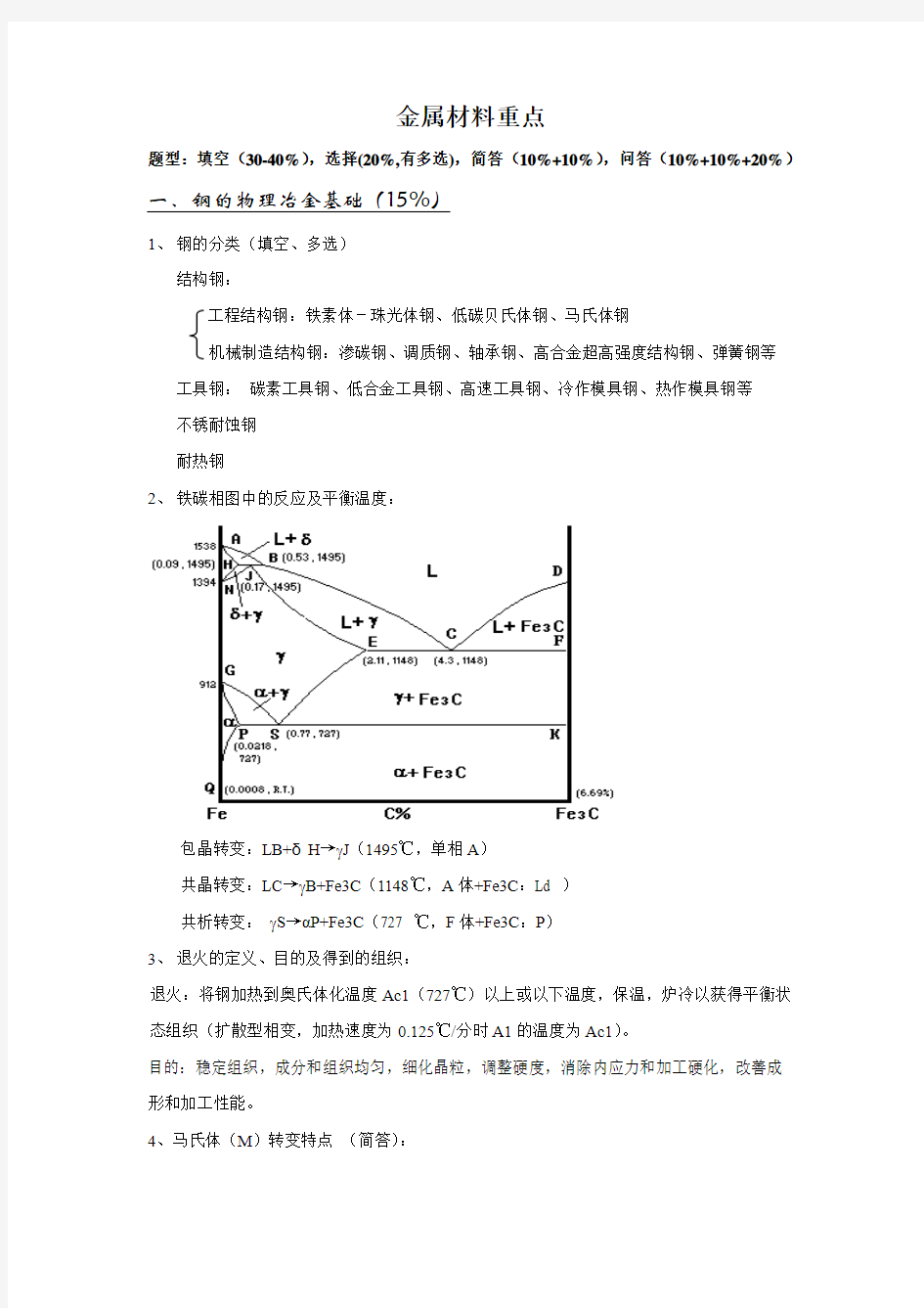 金属材料重点 复试