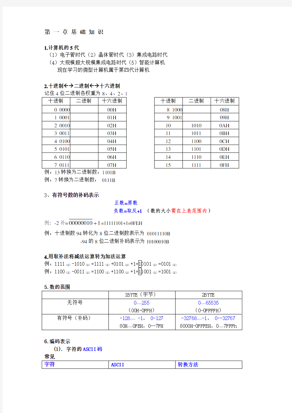 微机原理重要知识点