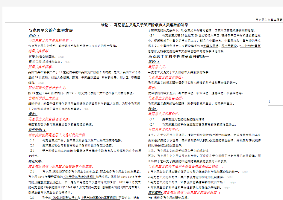 马克思主义基本原理自考大纲整理