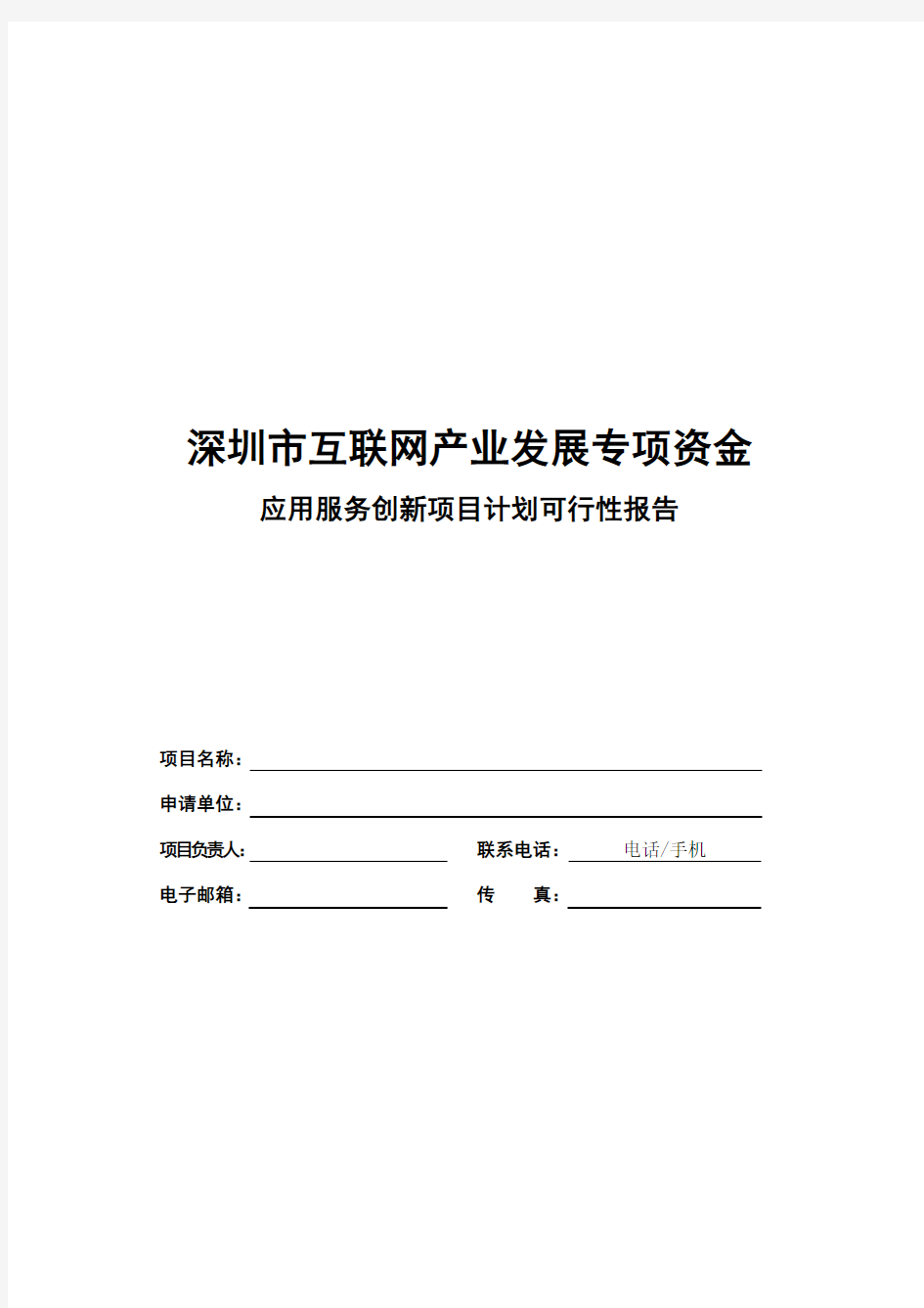 应用服务创新项目计划可行性报告提纲