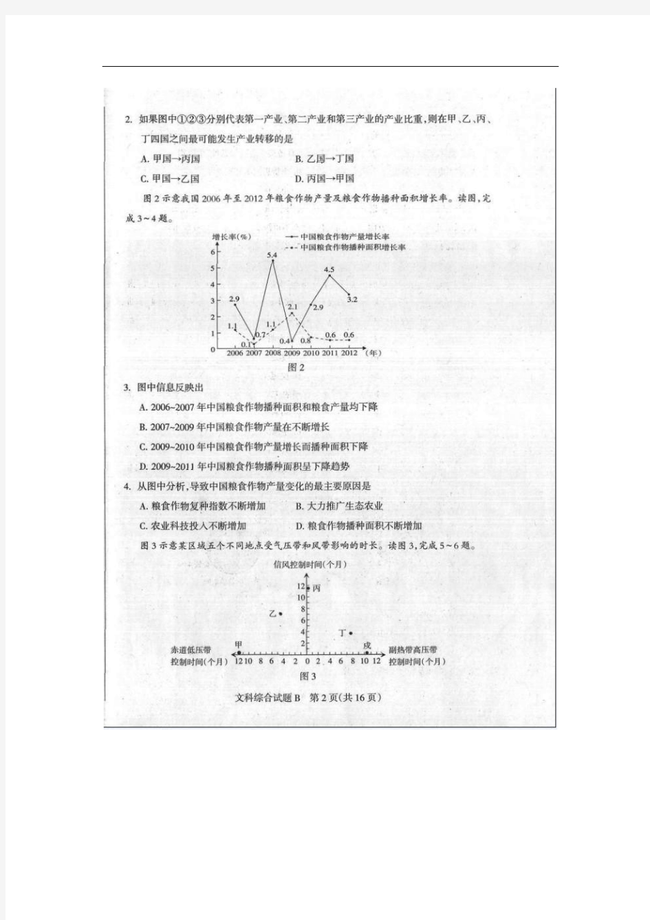 山西省晋中市昔阳中学2013届高三三月月考文综试题 扫描版含答案