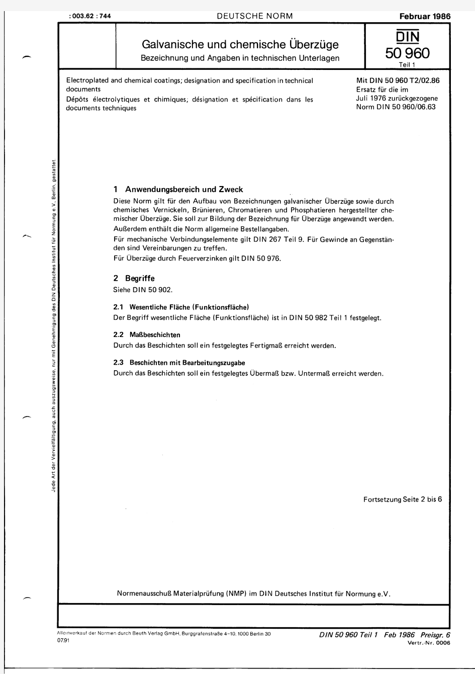 DIN50960 die casting tolerance standard