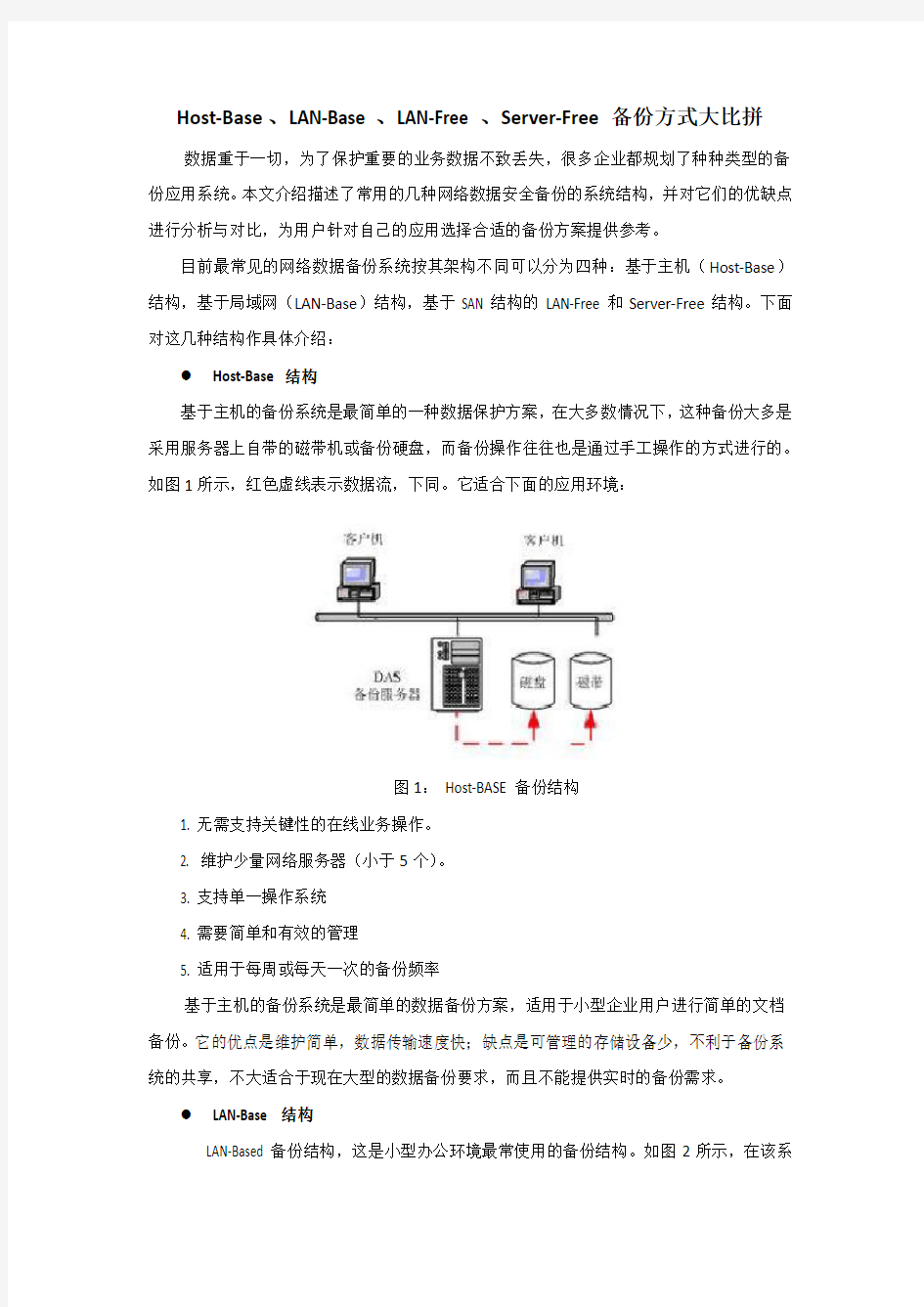 Host-Base、LAN-Base、LAN-Free、Server-Free备份方式大比拼