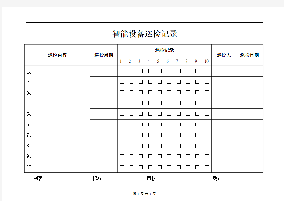 机房设备巡检记录