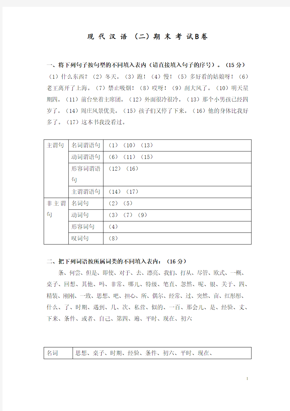 福建师范大学《现代汉语(二)》作业答案