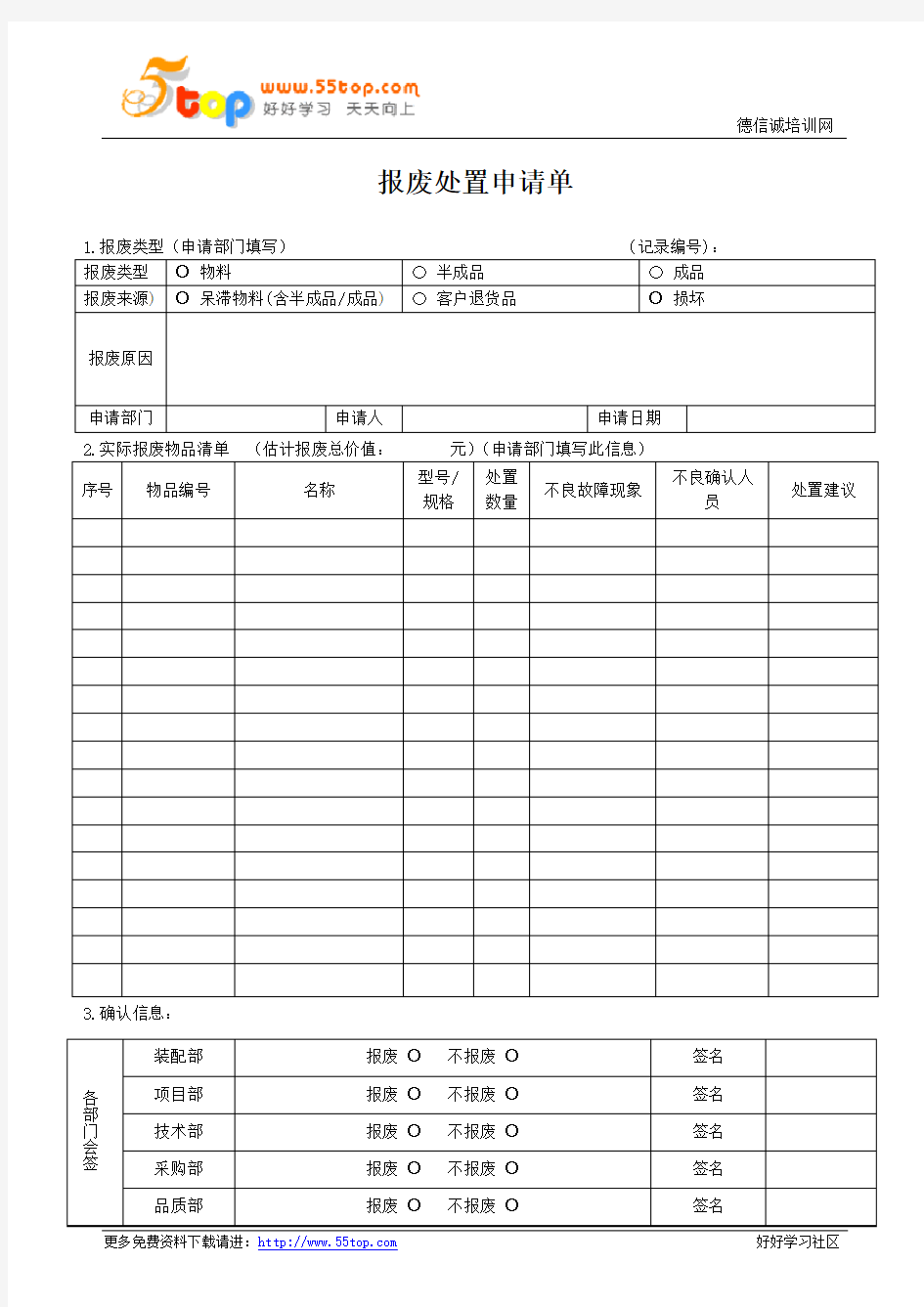 报废处置申请单