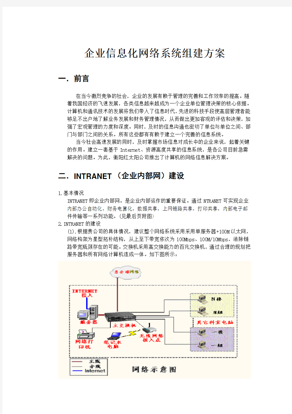 企业网络组建方案知识分享