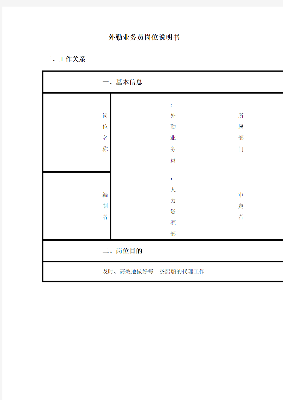 外勤业务员岗位职责