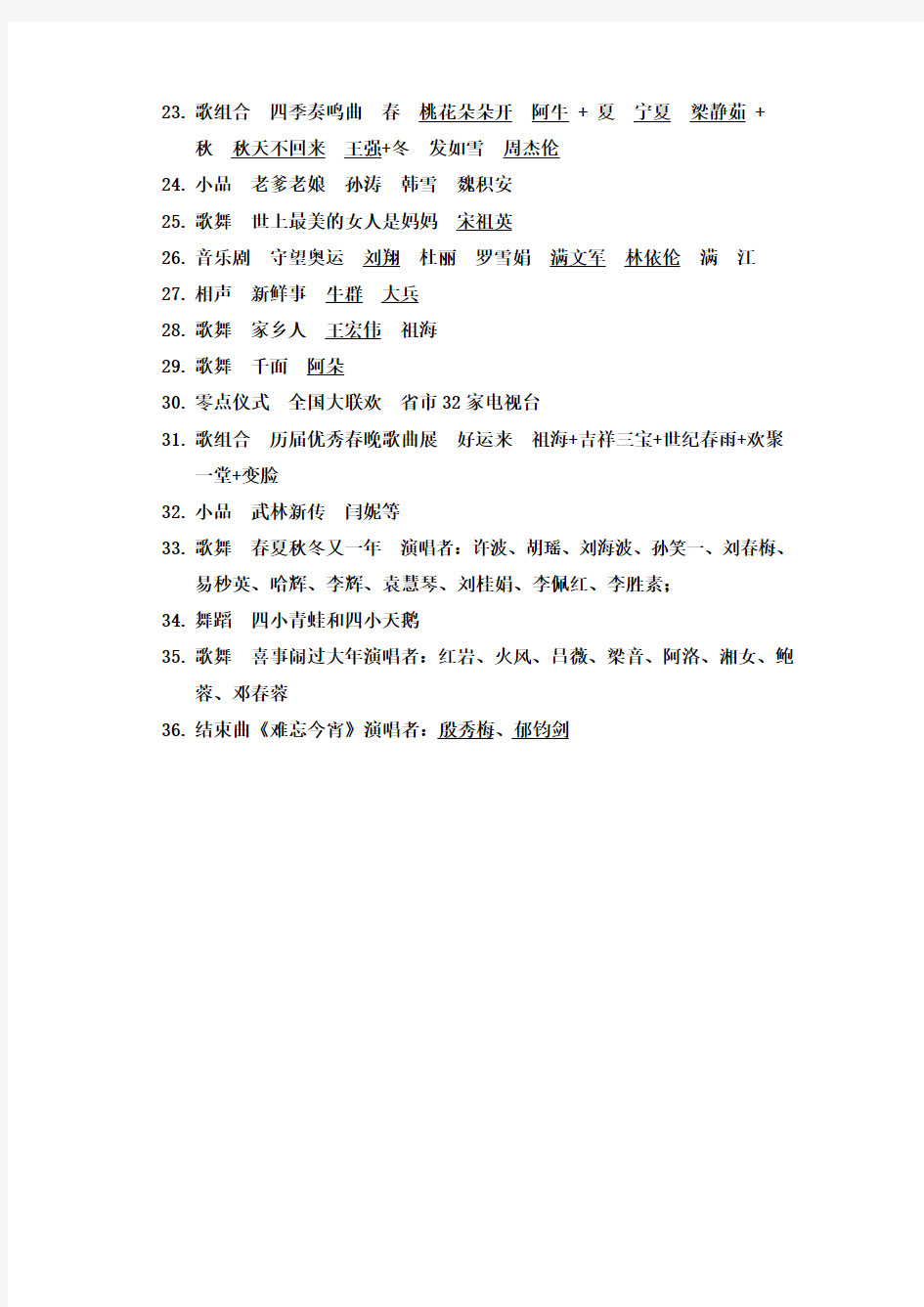 2007年春节联欢晚会节目单
