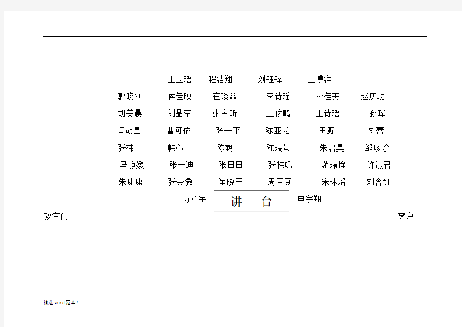 班级座次表空白表格