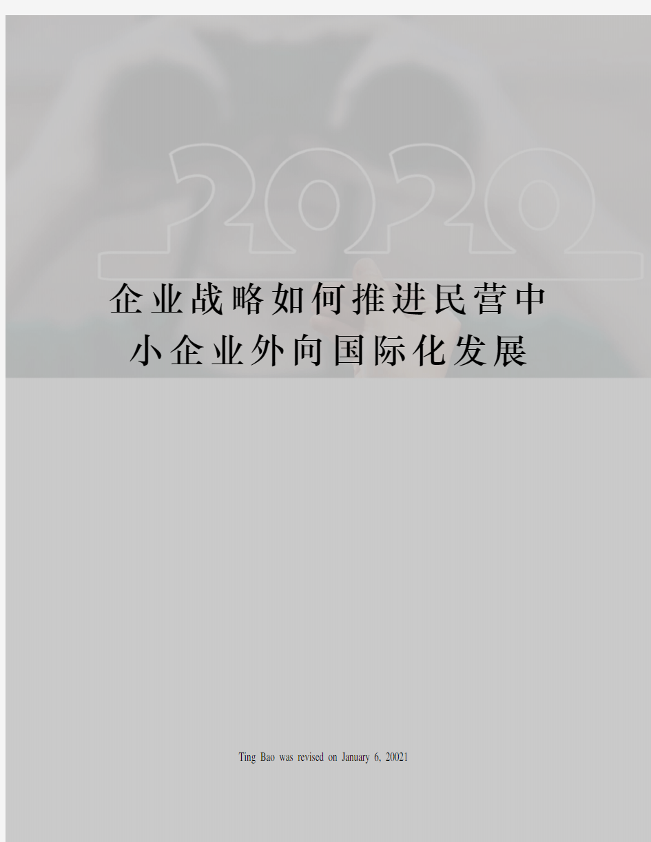 企业战略如何推进民营中小企业外向国际化发展