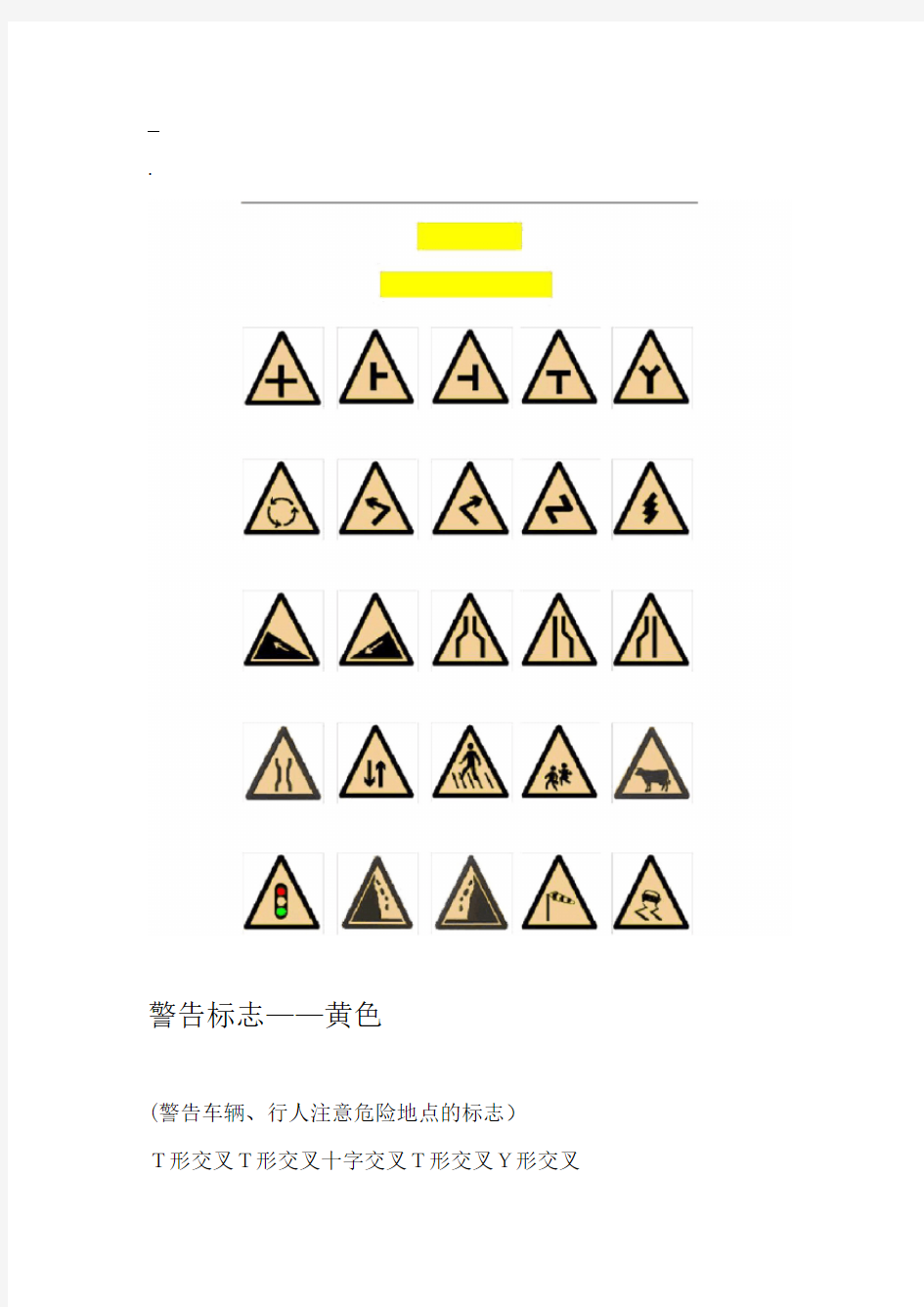 驾照科目一考试交通标志大全