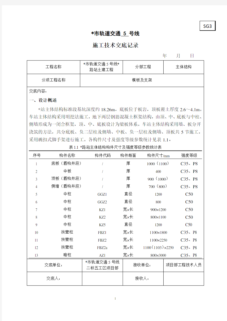 地铁车站模板及支架技术交底