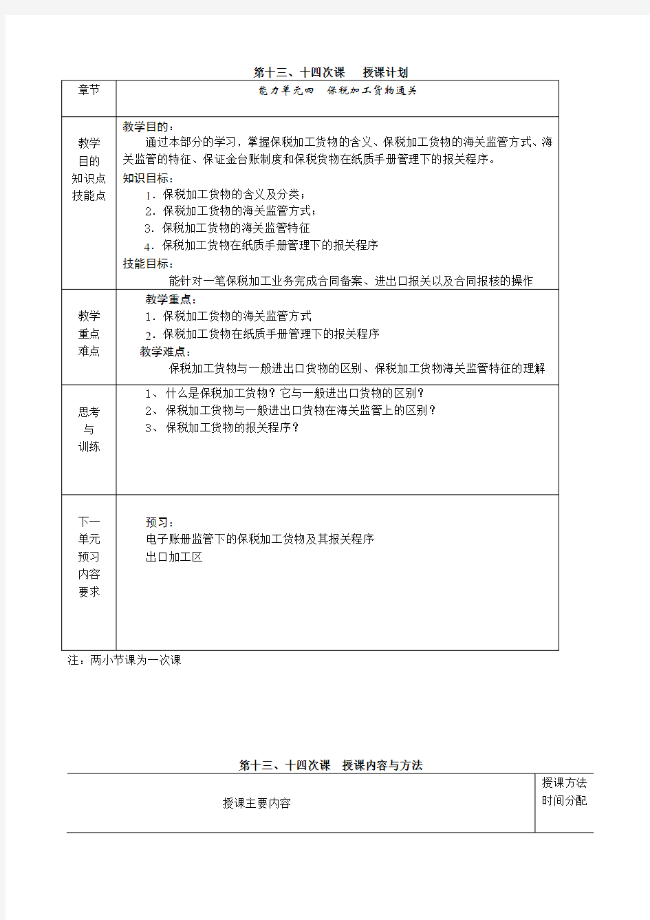 《进出口报关实务》电子教案13、14保税加工货物报关