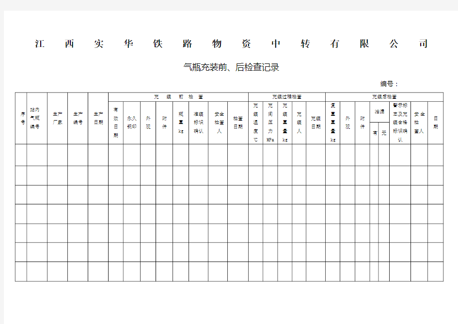 气瓶充装前后检查记录