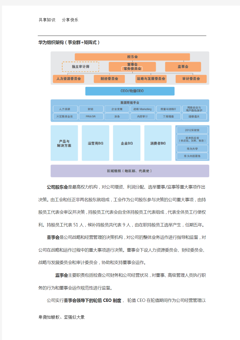 华为等几个公司的组织架构