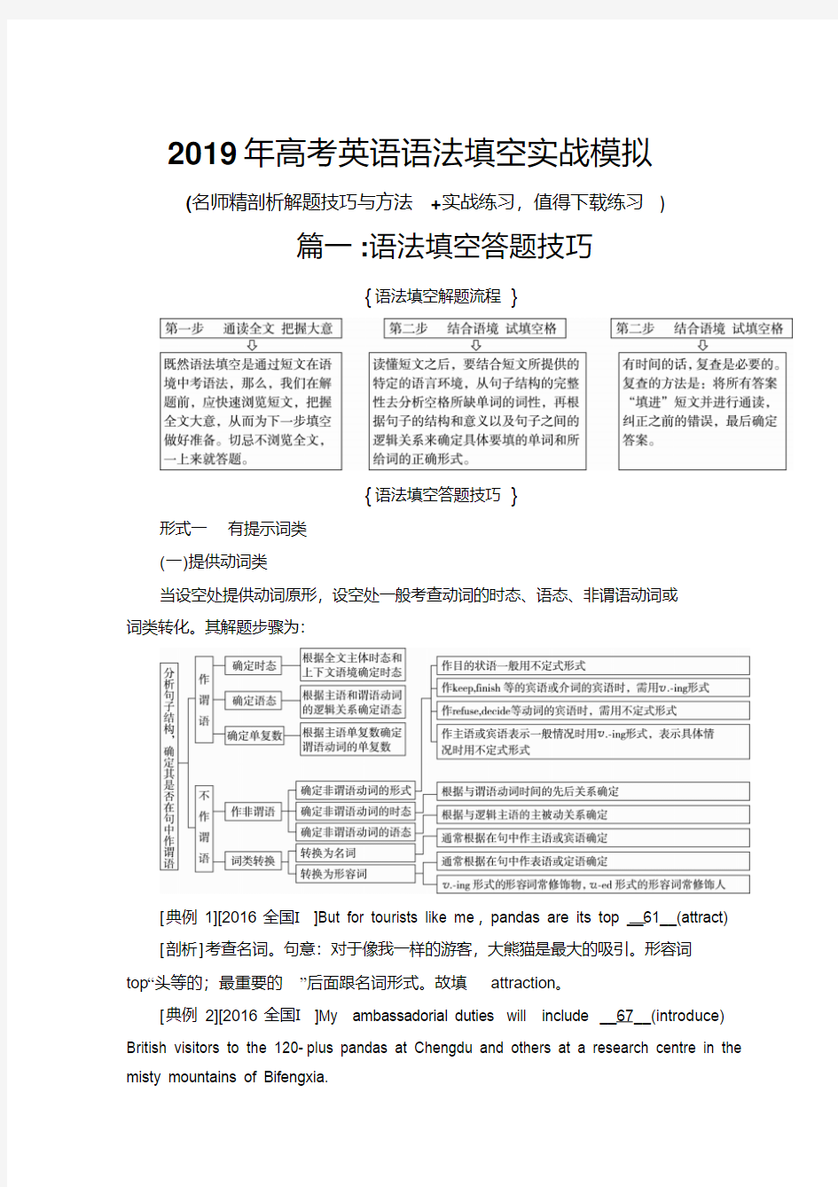 2019年高考英语语法填空专题复习(含答案)