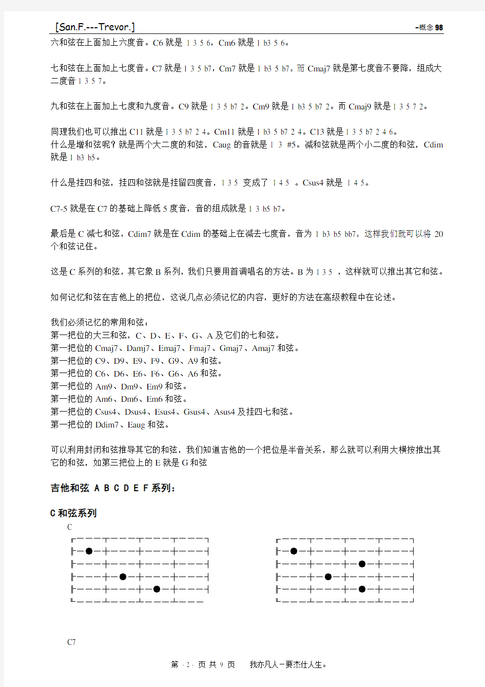 吉他和弦指法图大全