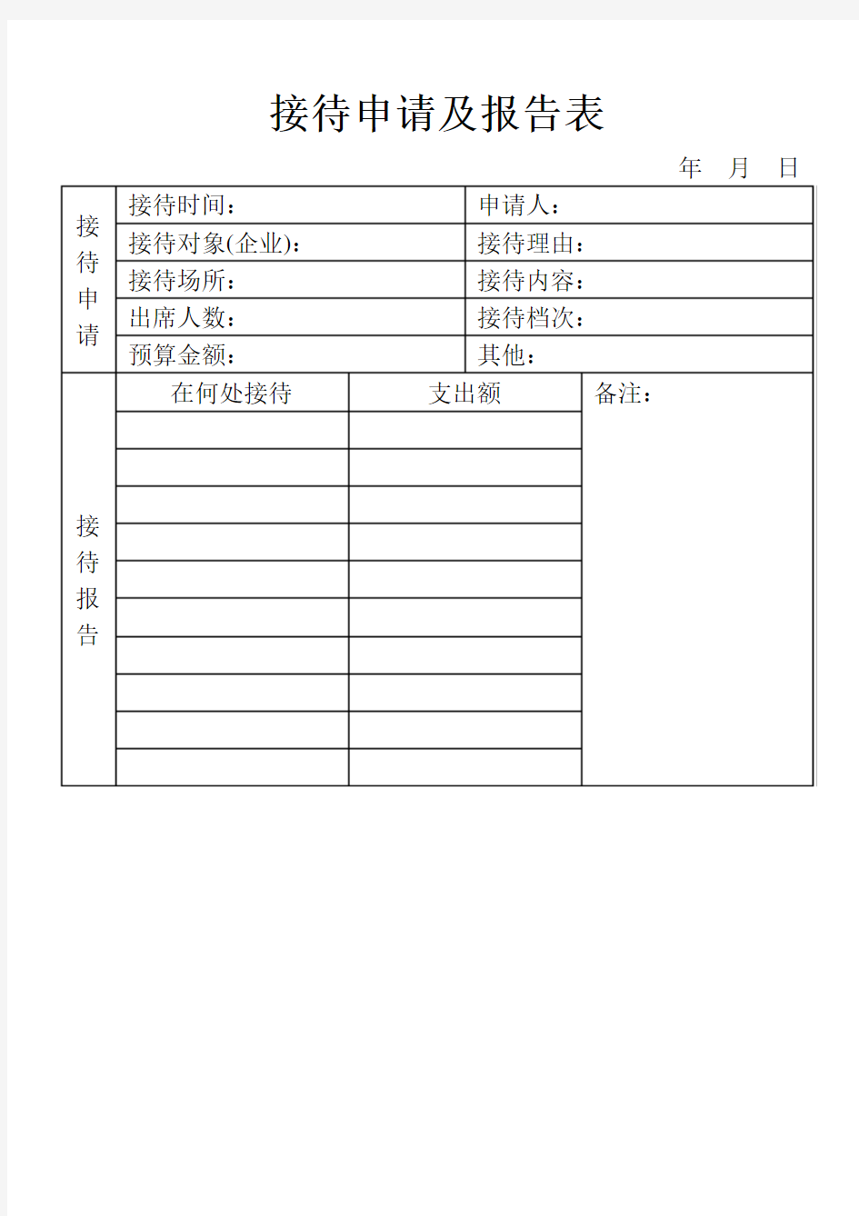 接待申请及报告表