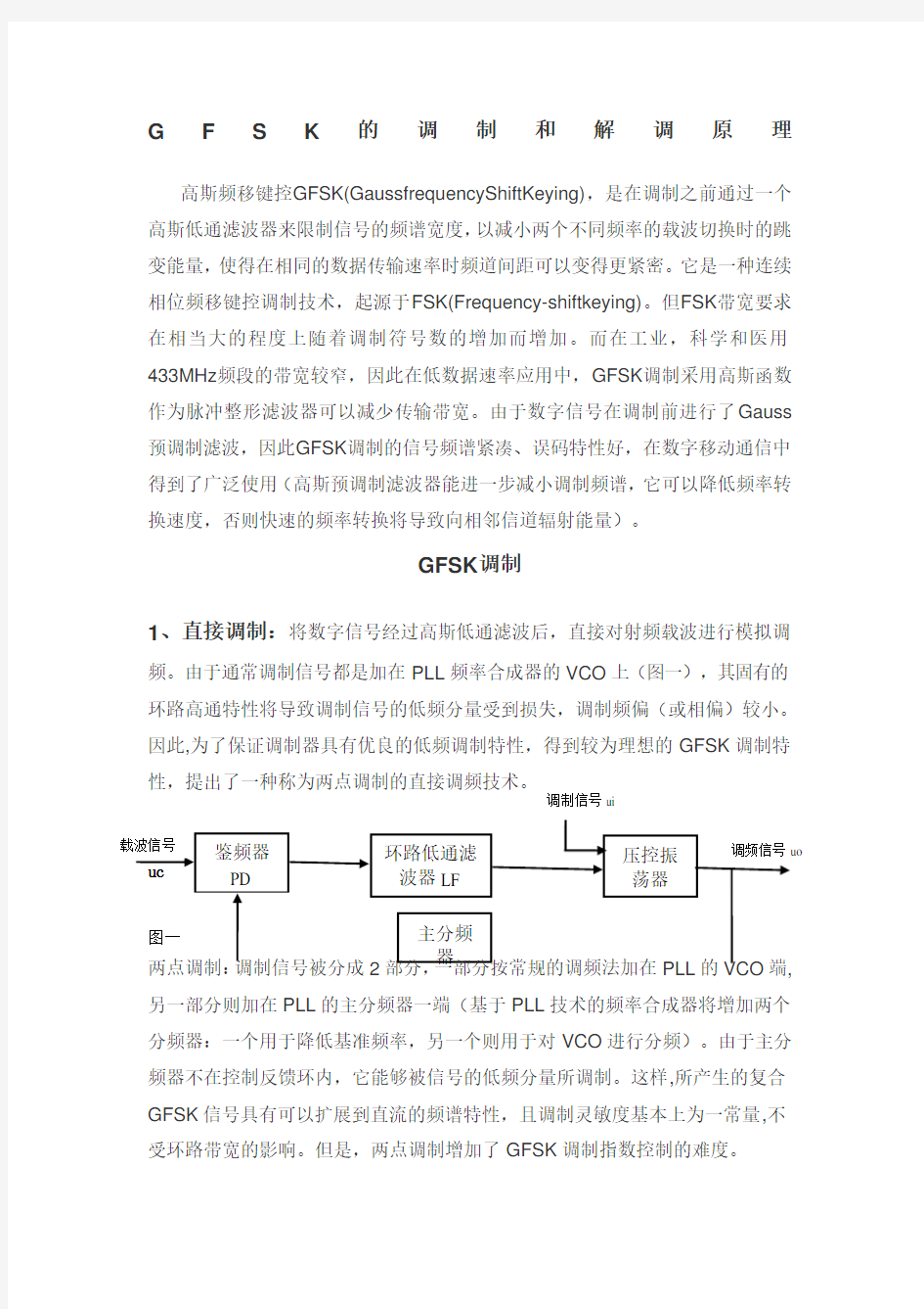 GFSK的调制解调原理