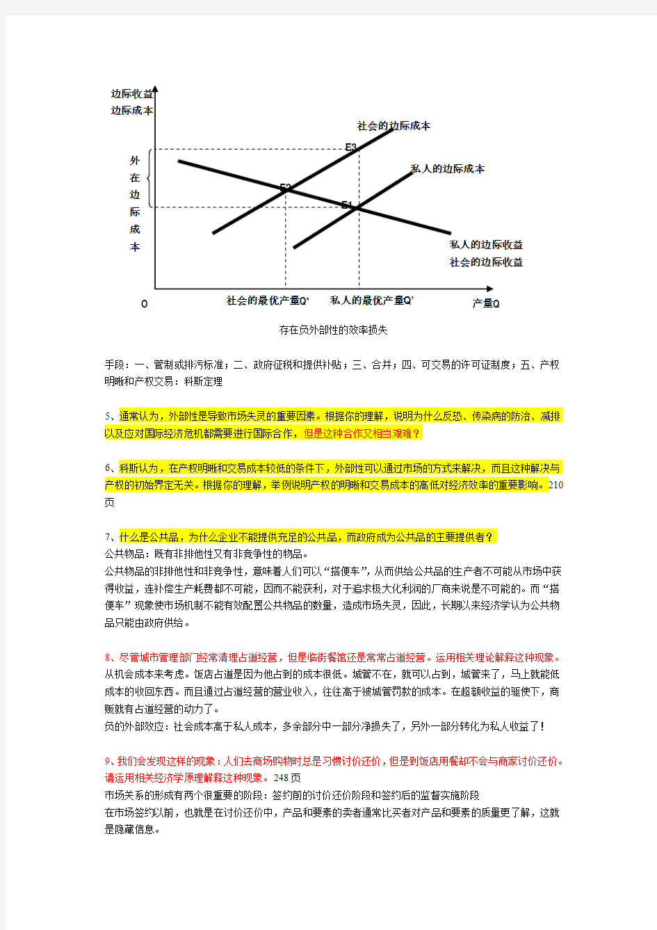 关于市场失灵理论的问答题