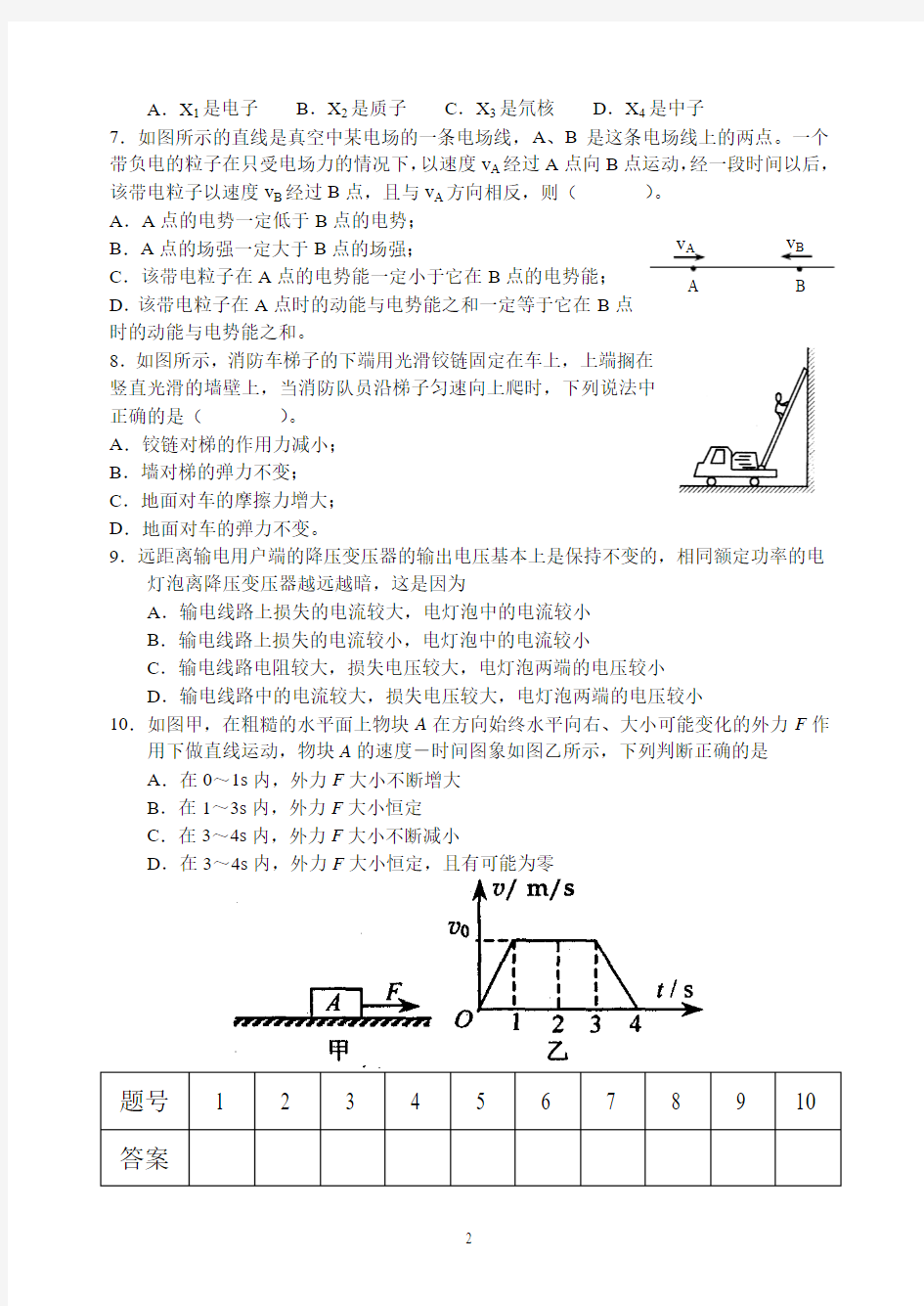重庆万州实验中学高三物理周周练(10)