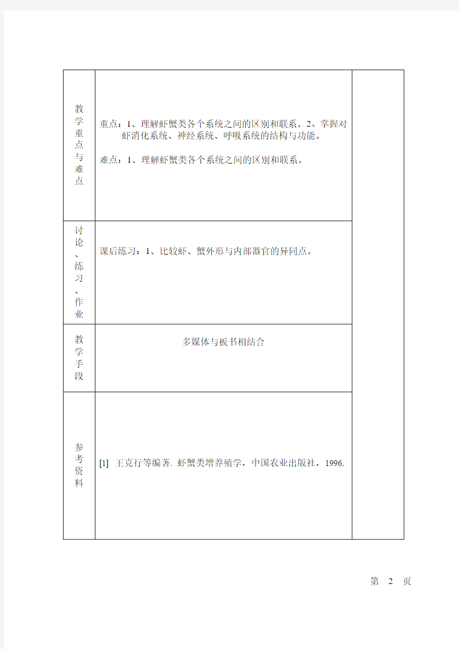 第一章 第一节 虾蟹类外部形态 第二节