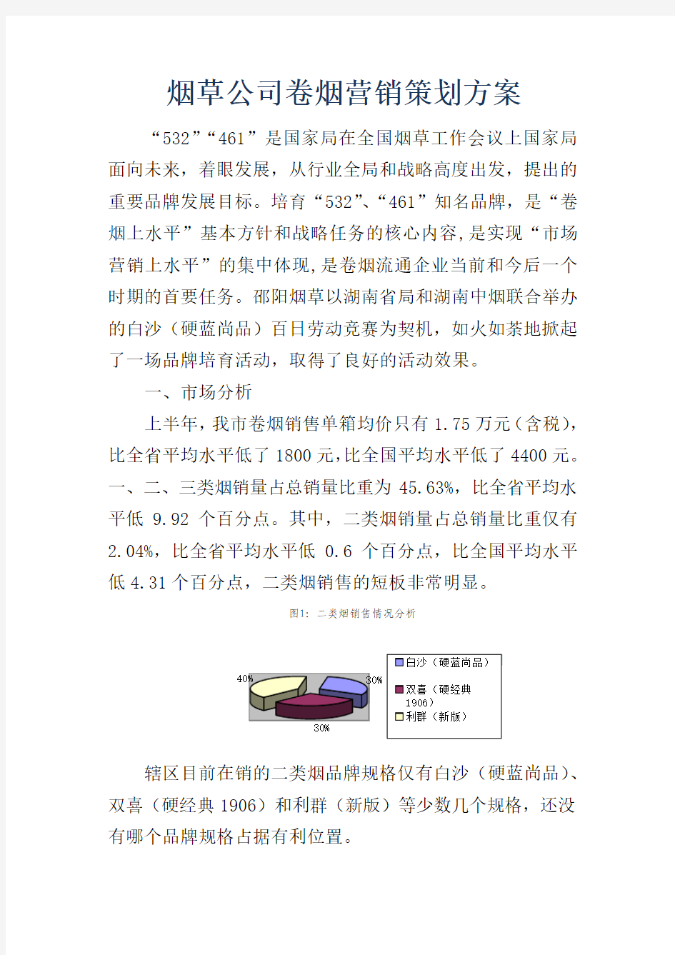 卷烟营销策划方案