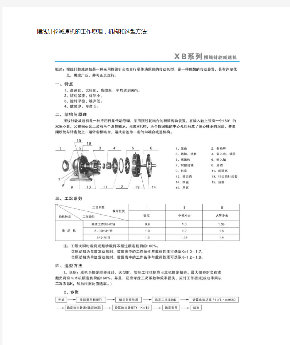 摆线针轮减速机的工作原理,机构和选型方法