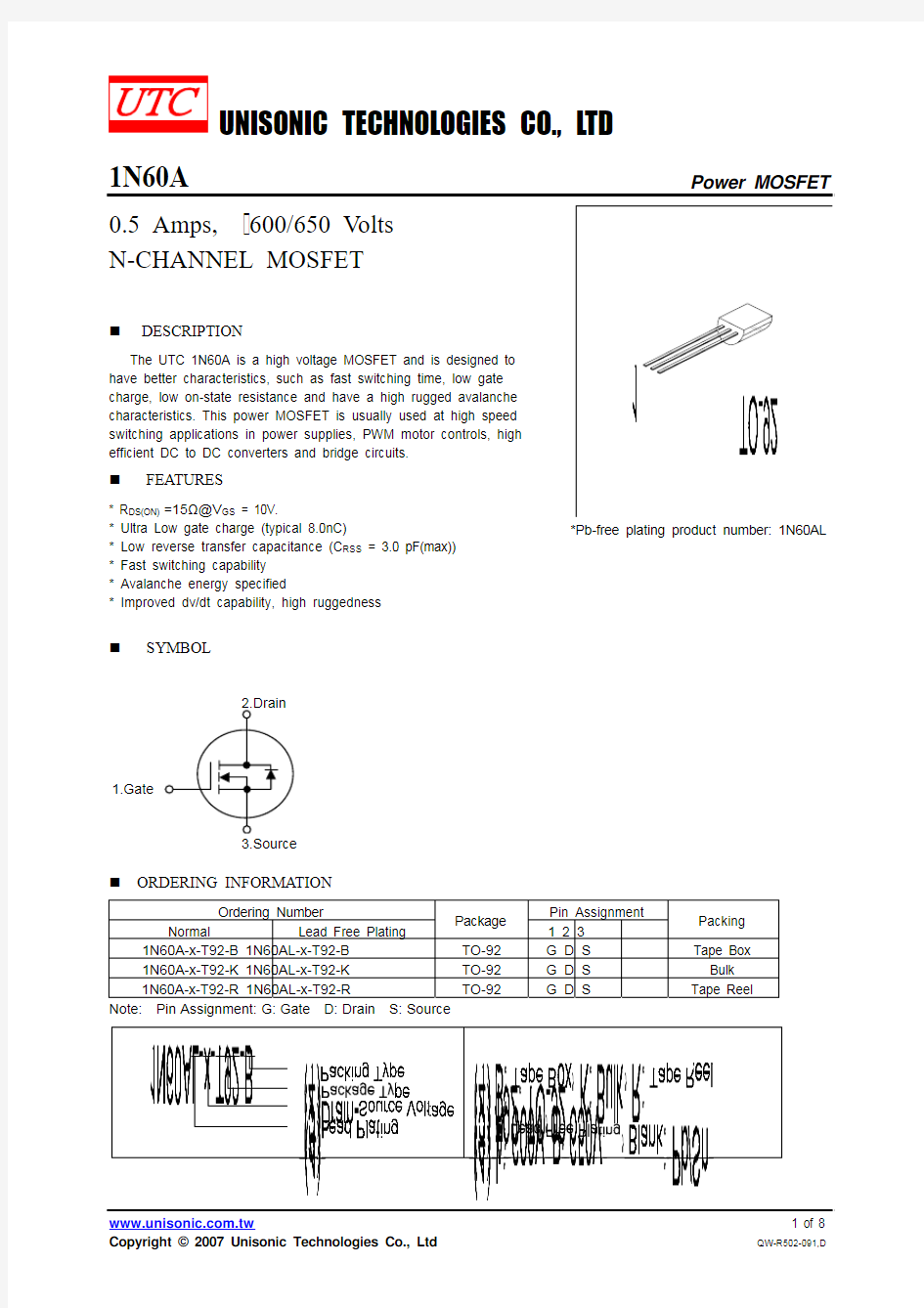 1N60A Power MOSFET