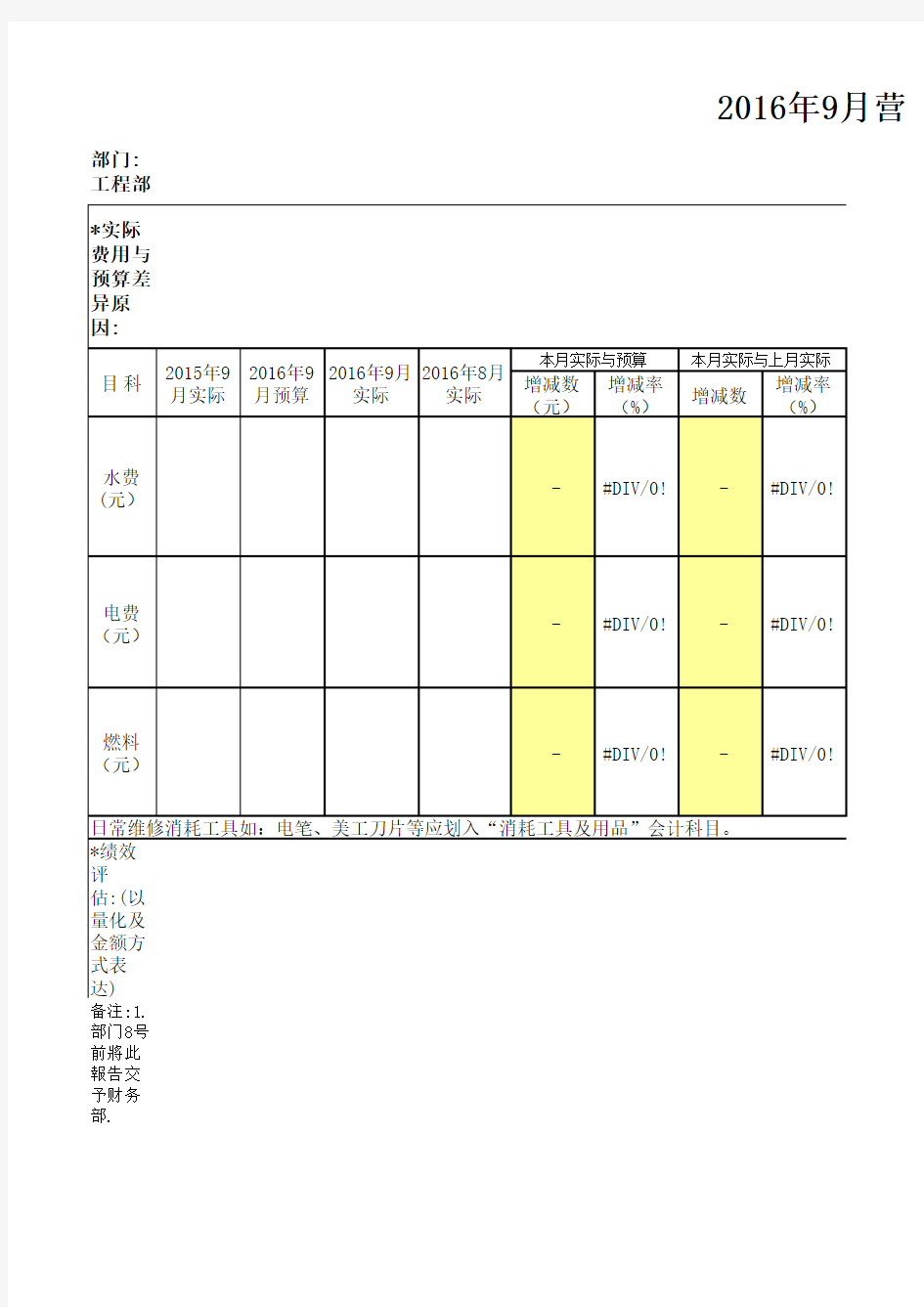 能耗分析统计表