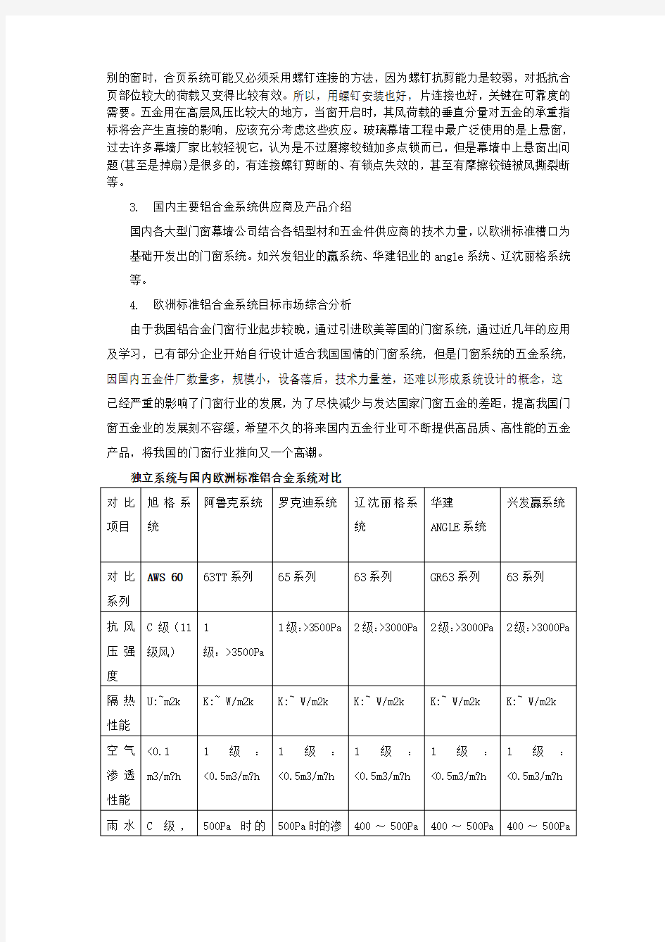 欧洲标准铝合金型材系统及国内主要供应体系介绍