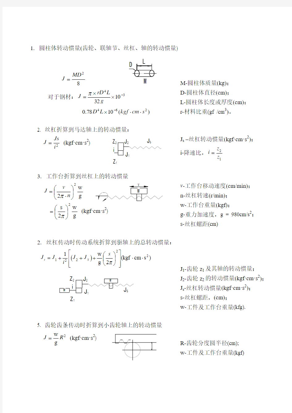 (完整word版)转动惯量计算公式