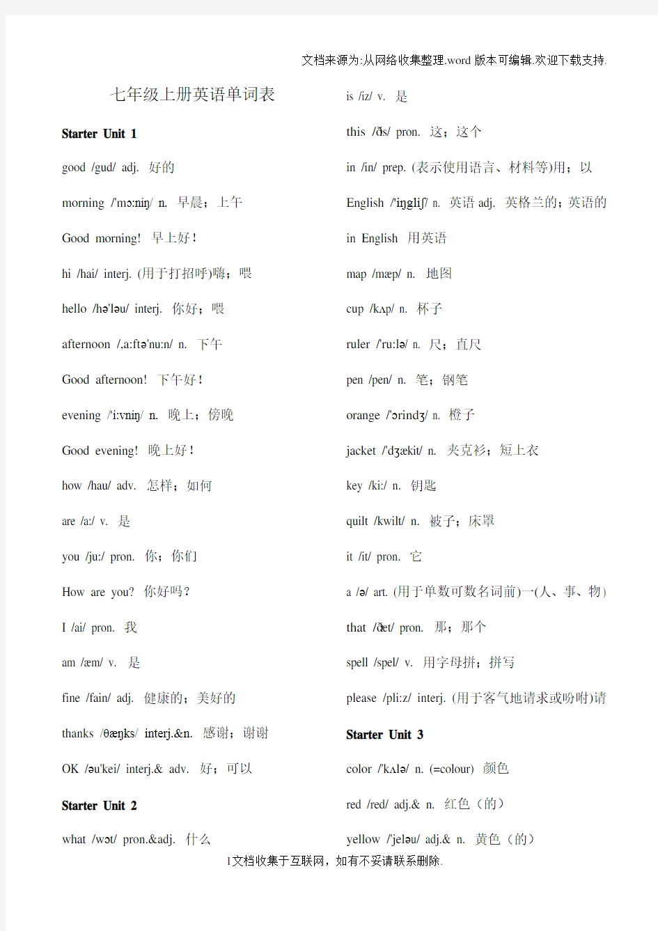 人教版初中英语单词全册(直接打印)