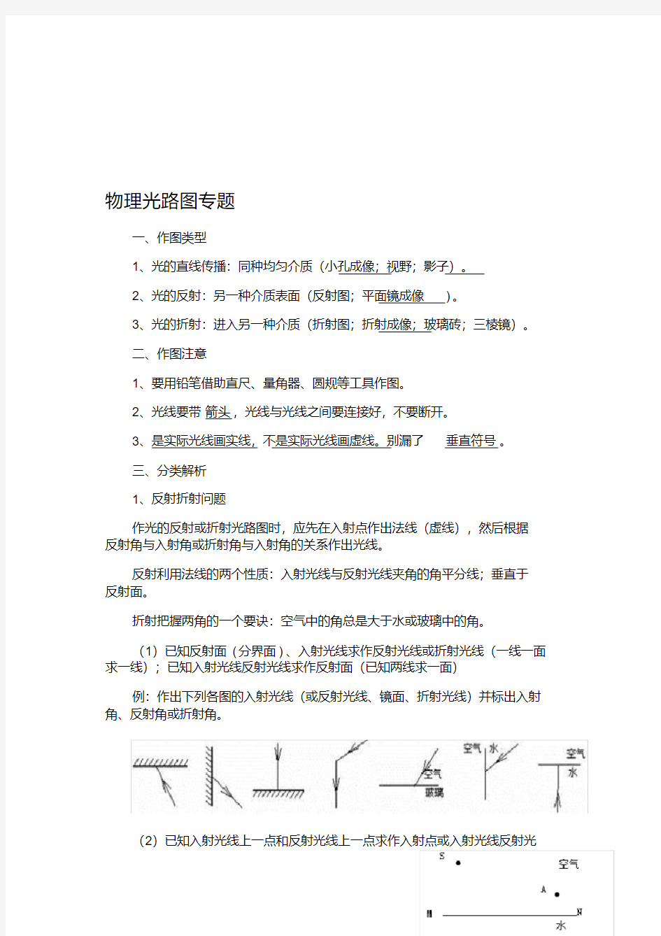 八年级物理光路图专题(20200523121258)