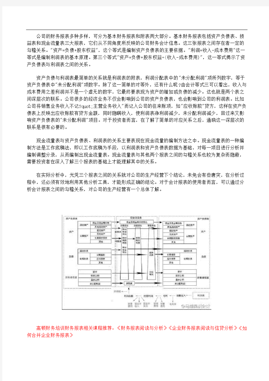 资产负债表利润表现金流量表3大财务报表之间的关系