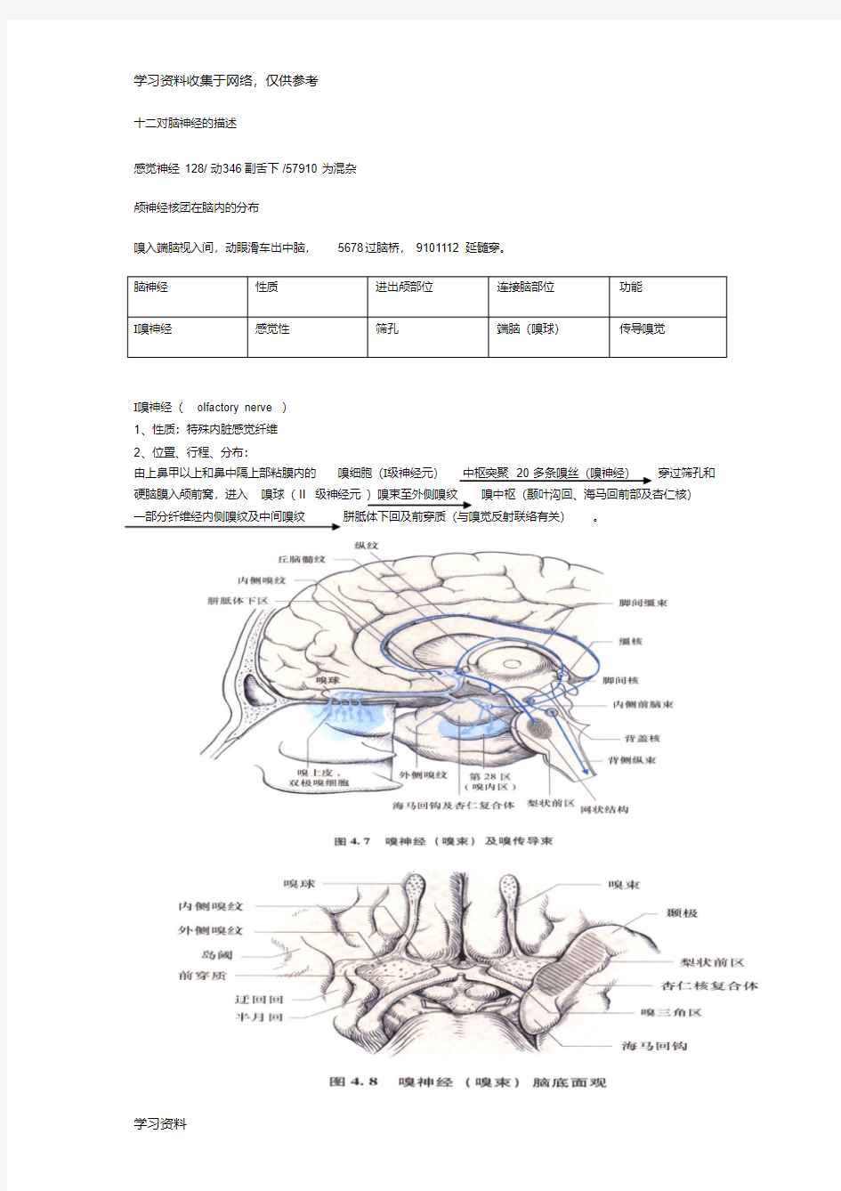 十二对脑神经整理版