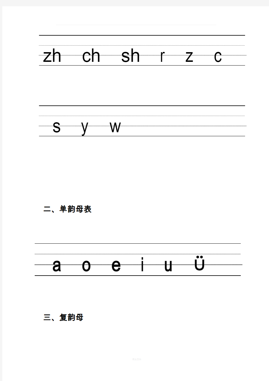 汉语拼音的书写格式(四线三格)18197