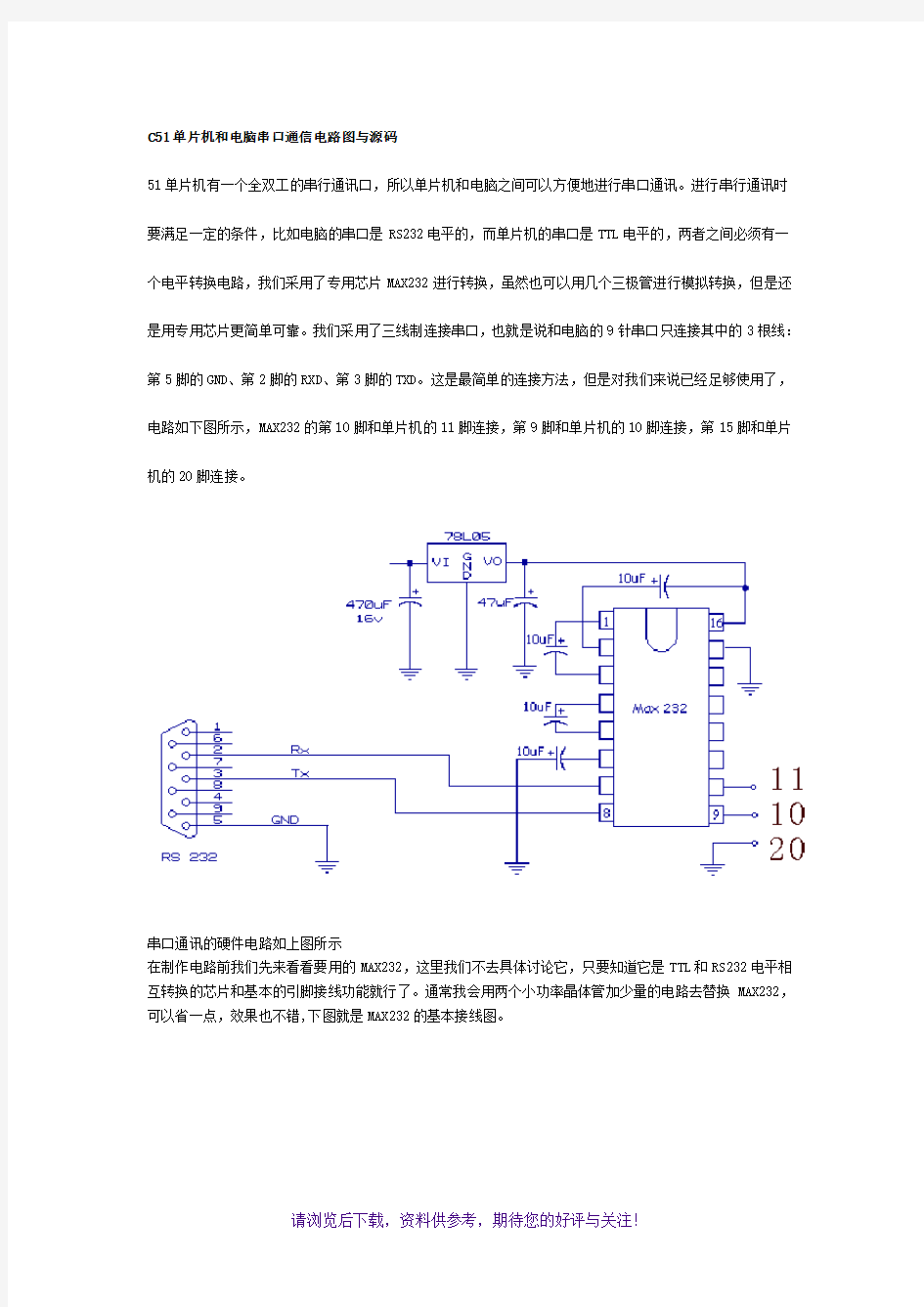 C51单片机和电脑串口通信电路图