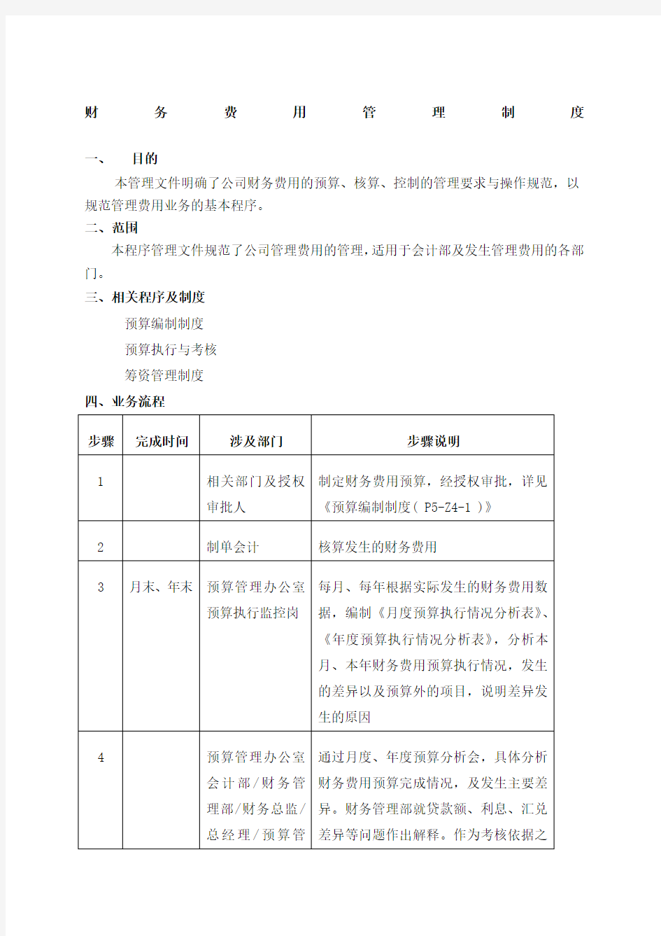 财务费用管理制度