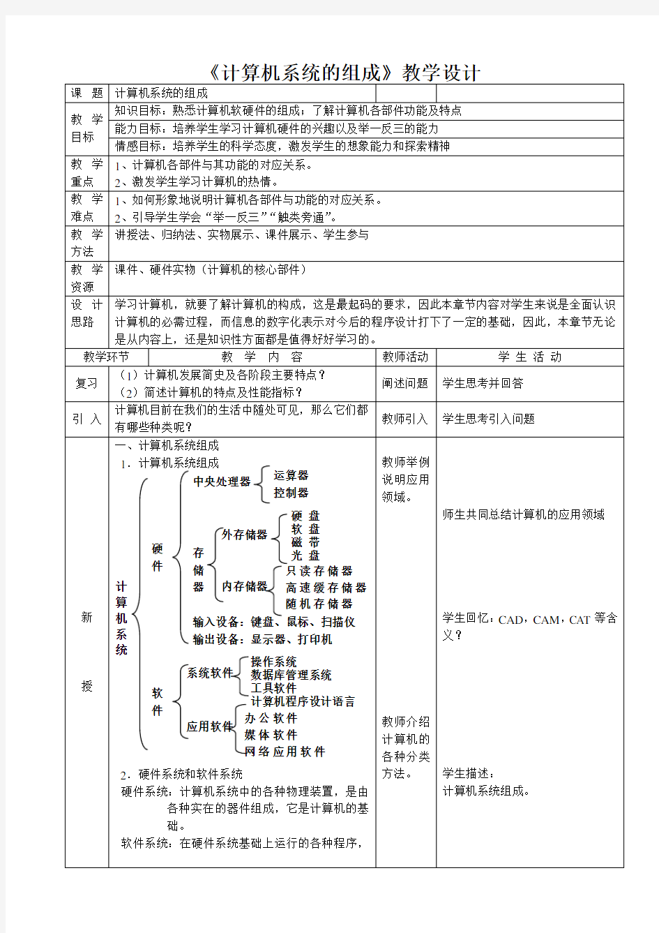 计算机系统的组成教学设计1