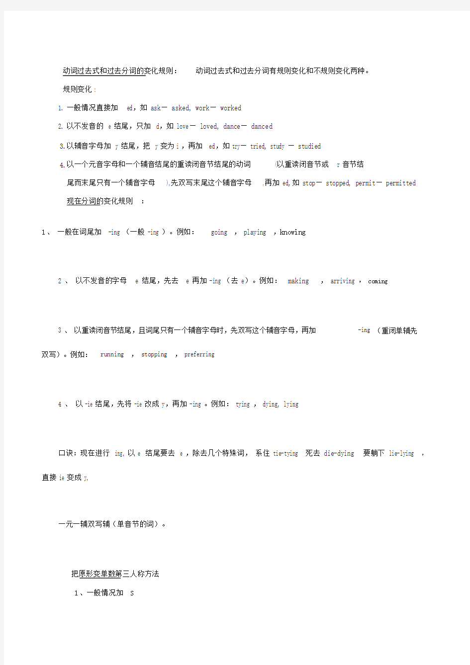 (完整版)动词过去式及过去分词变化规则归纳总结.docx