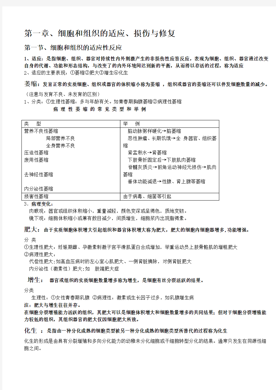 (完整版)病理学知识点归纳