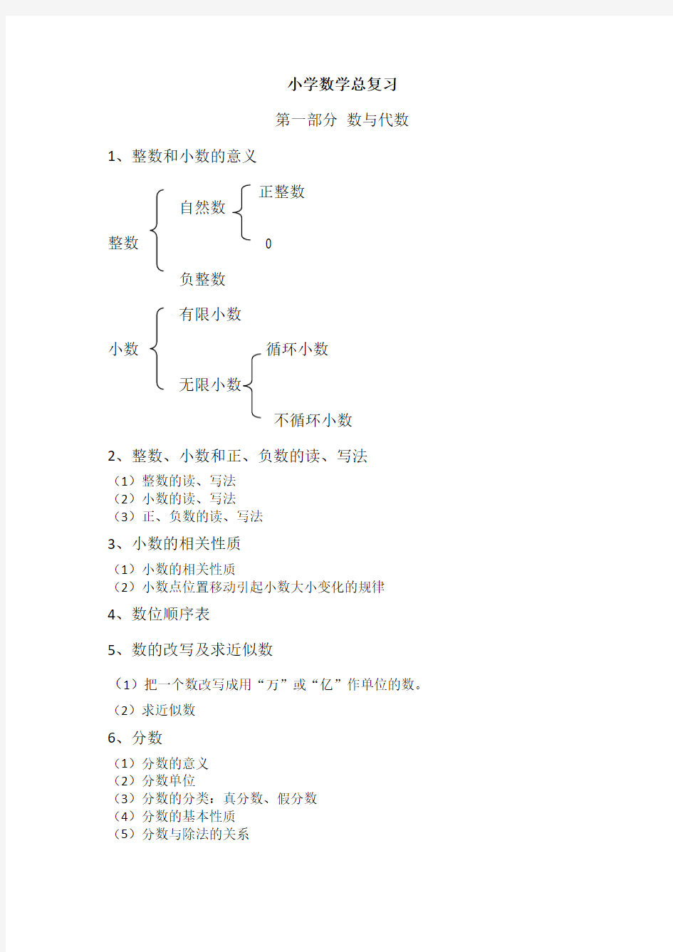 六年级下册数学总复习资料-知识点汇总 通用版